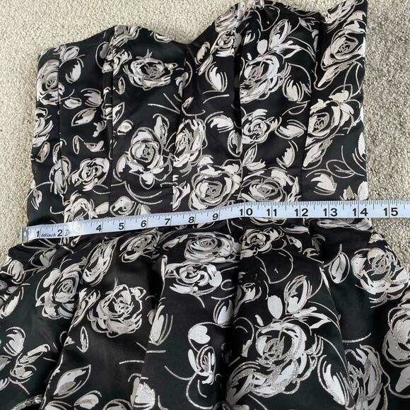 🔥Y2K Romantic Rose Print Sequin Tulle Strapless Goth Fairy Peplum Party Dress - Picture 15 of 16